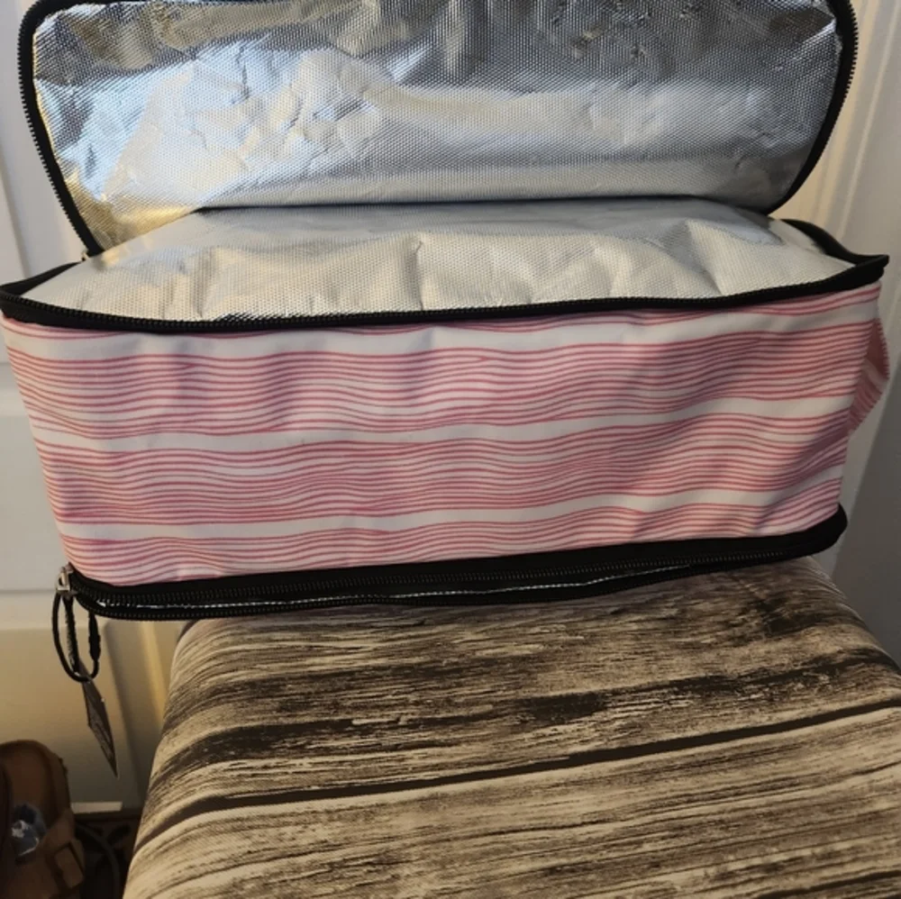 Scout Pink and White Striped Cosmetic Bag